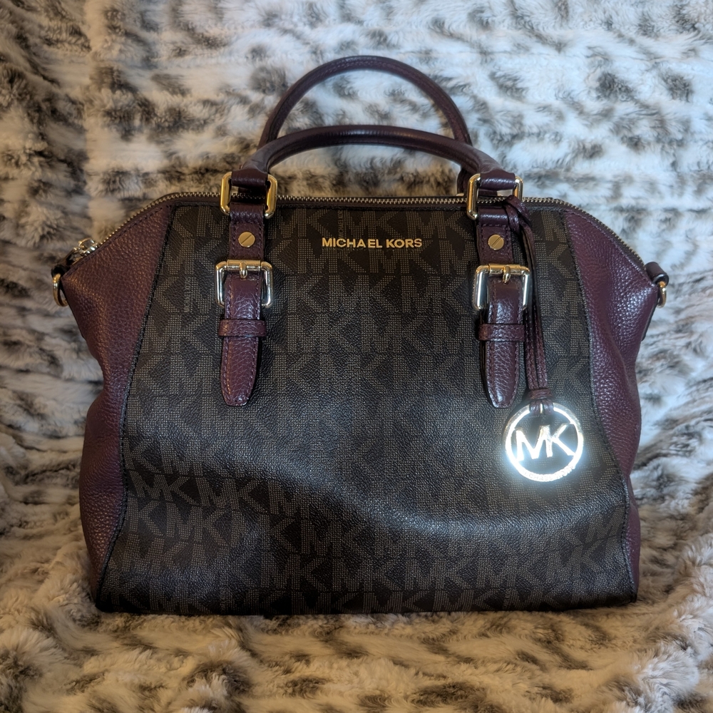 Michael Kors Brown and Purple Ciara Handbag